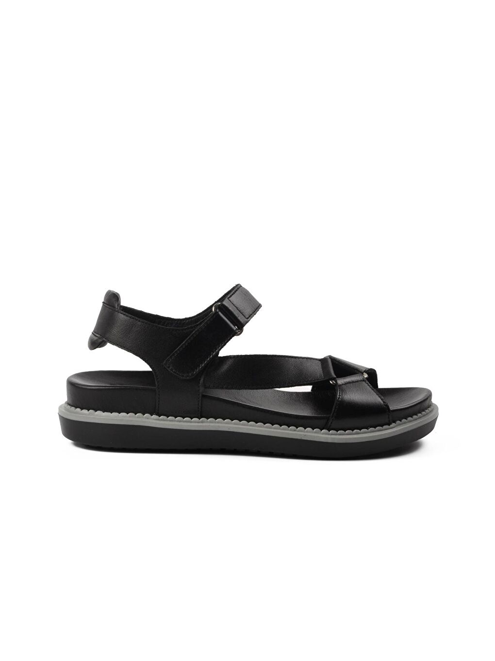 Siyah İçi Dışı Hakiki Deri Kadın Sandalet 202064Y