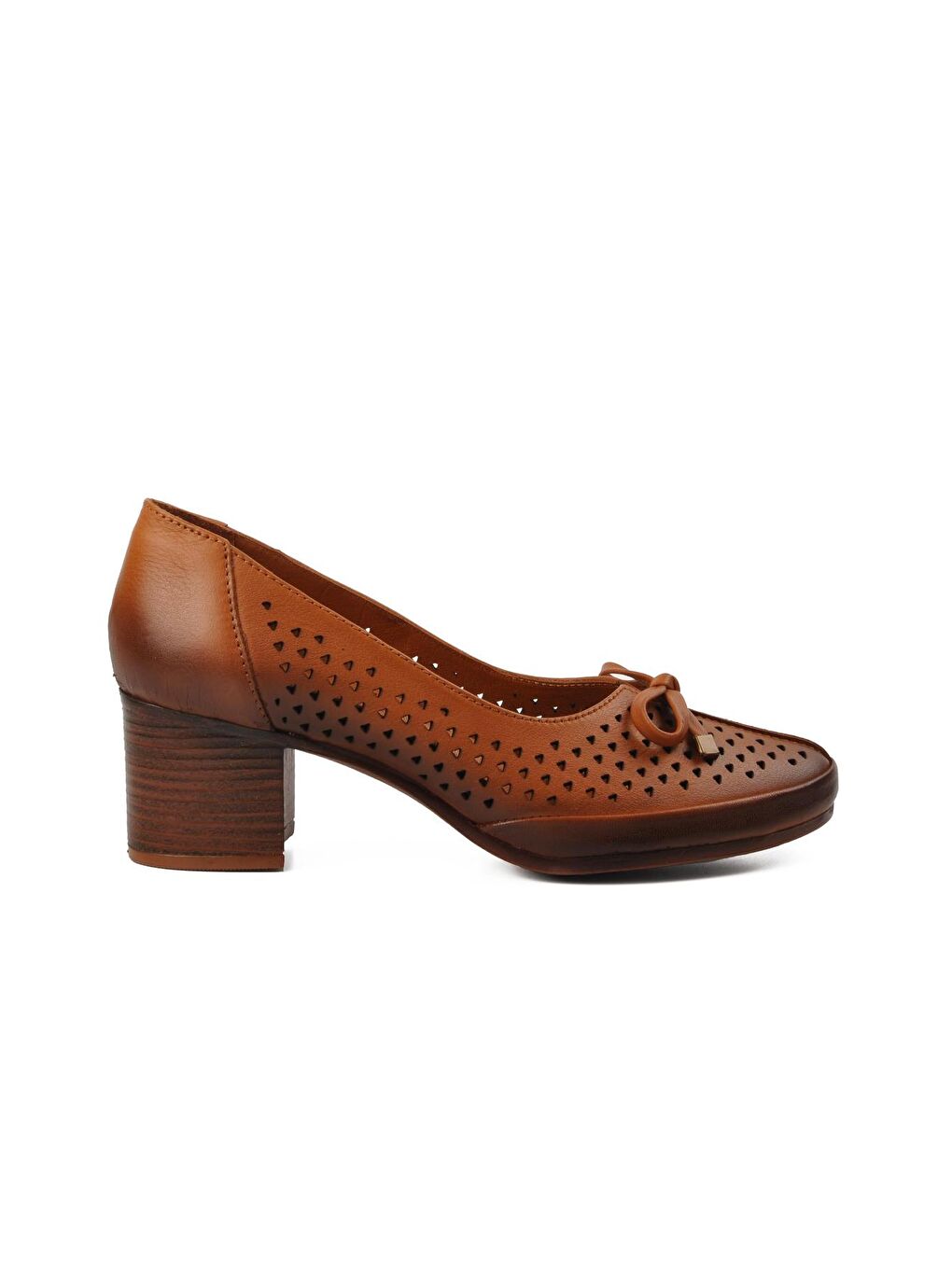 Kahverengi Taba Deri Kadın Topuklu Klasik Ayakkabı 2113301Y