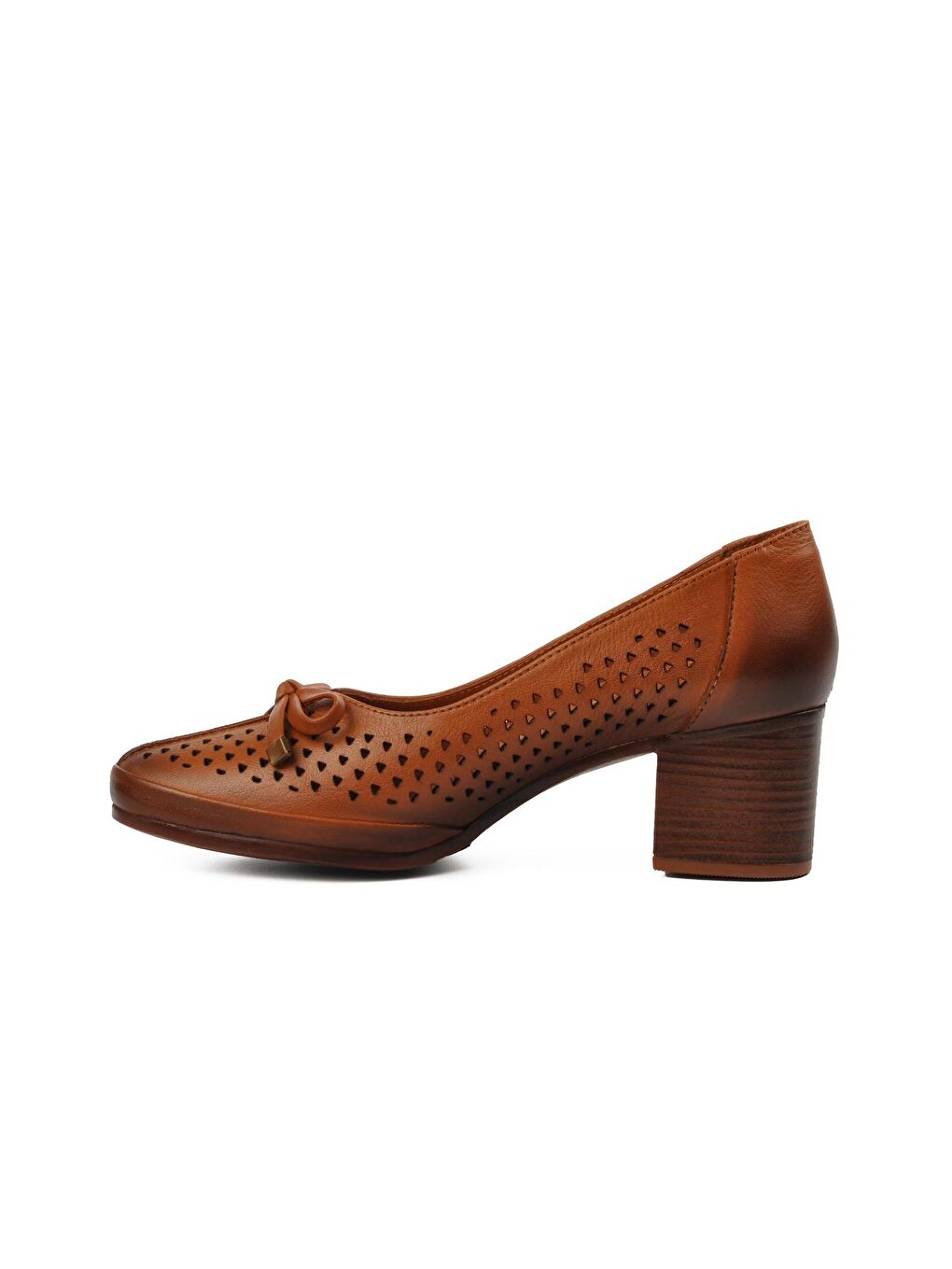 Kahverengi Taba Deri Kadın Topuklu Klasik Ayakkabı 2113301Y-1