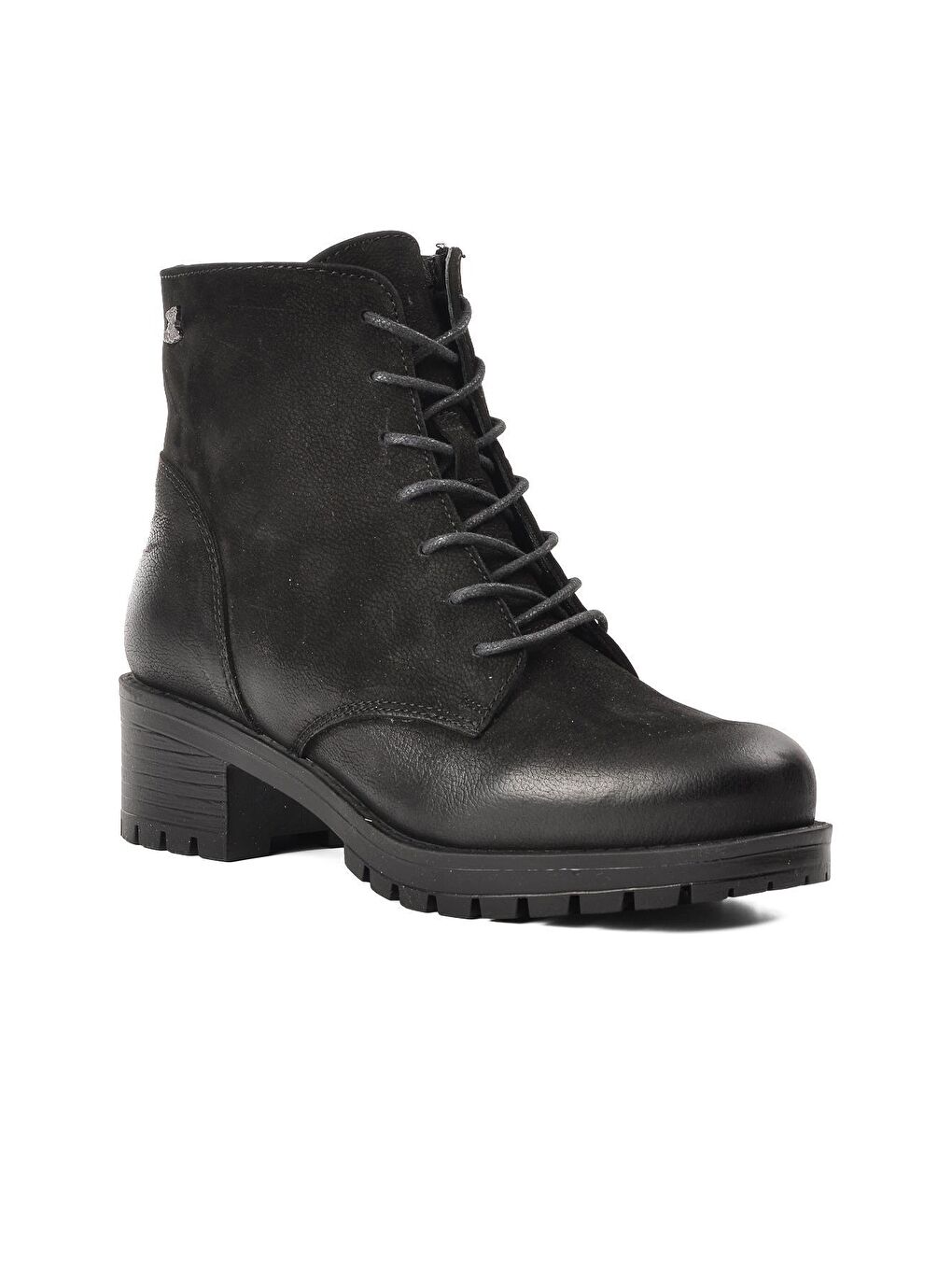 Siyah Hakiki Deri Fermuarlı Kadın Bot 3312K-2