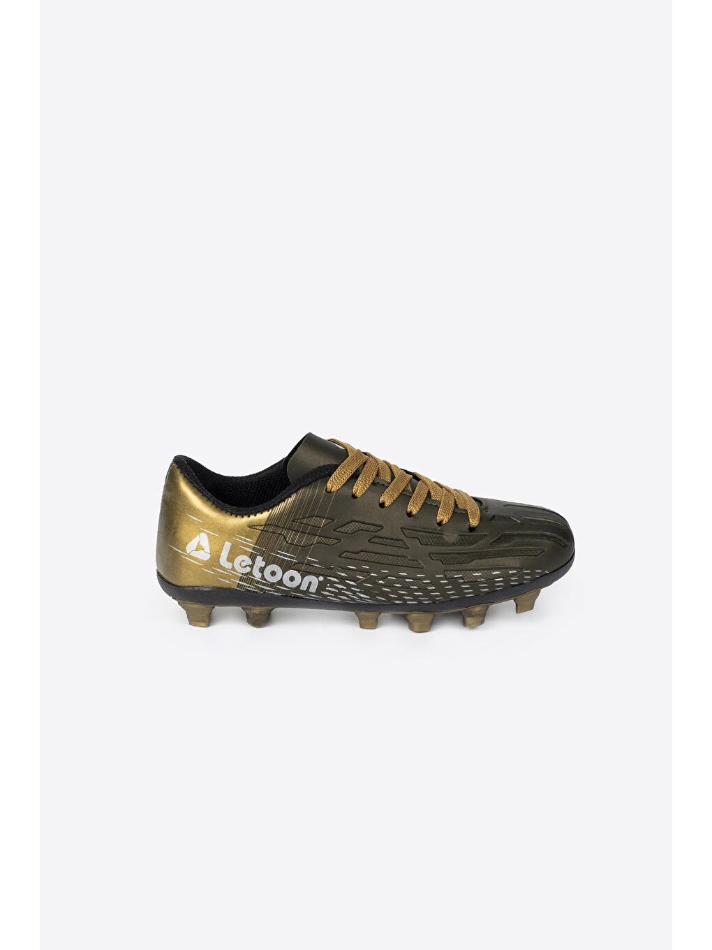 Haki Yuvarlak Burunlu Bağcıklı Baskılı Erkek Çocuk Krampon Ayakkabı-1