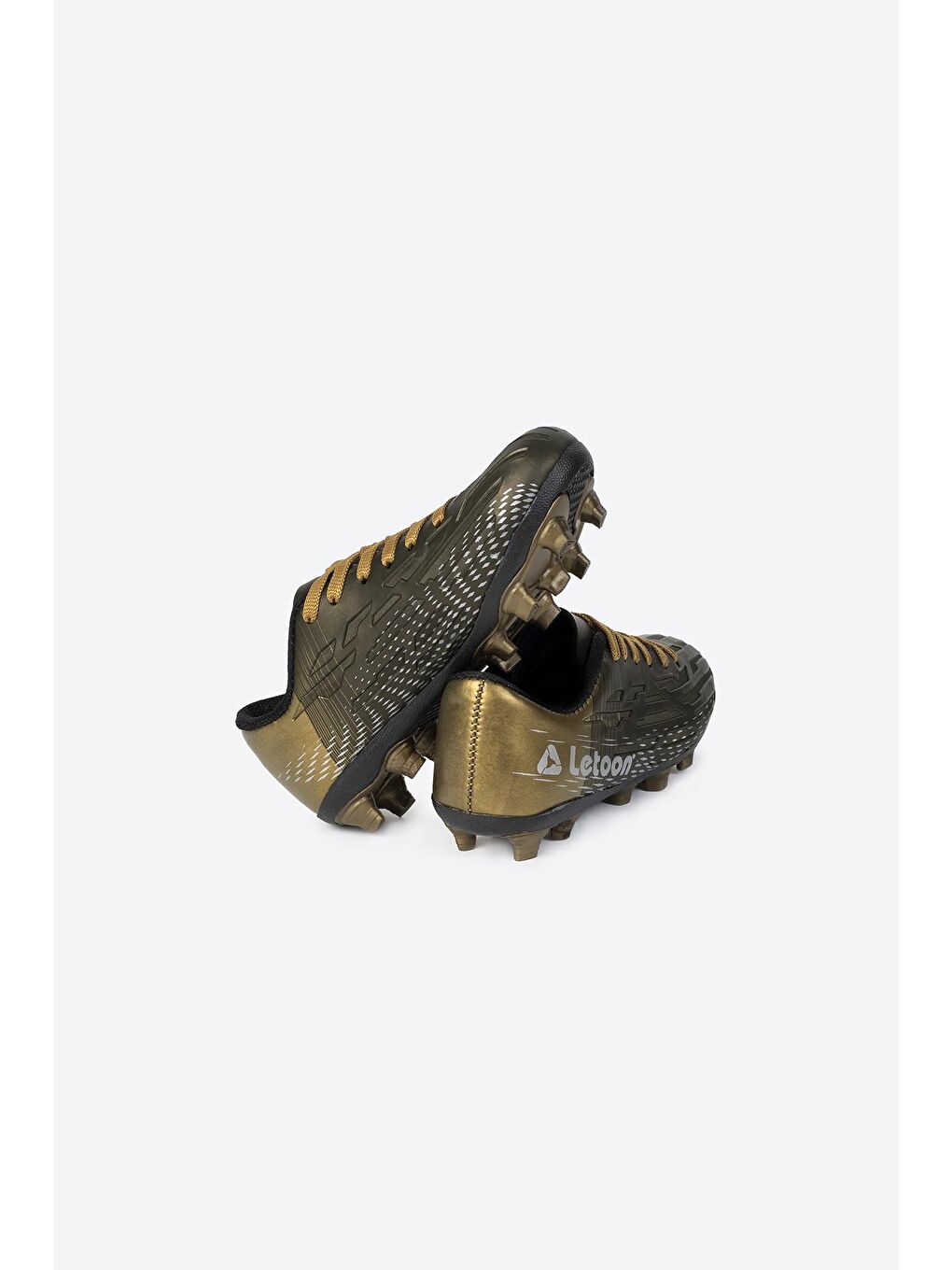 Haki Yuvarlak Burunlu Bağcıklı Baskılı Erkek Çocuk Krampon Ayakkabı-2