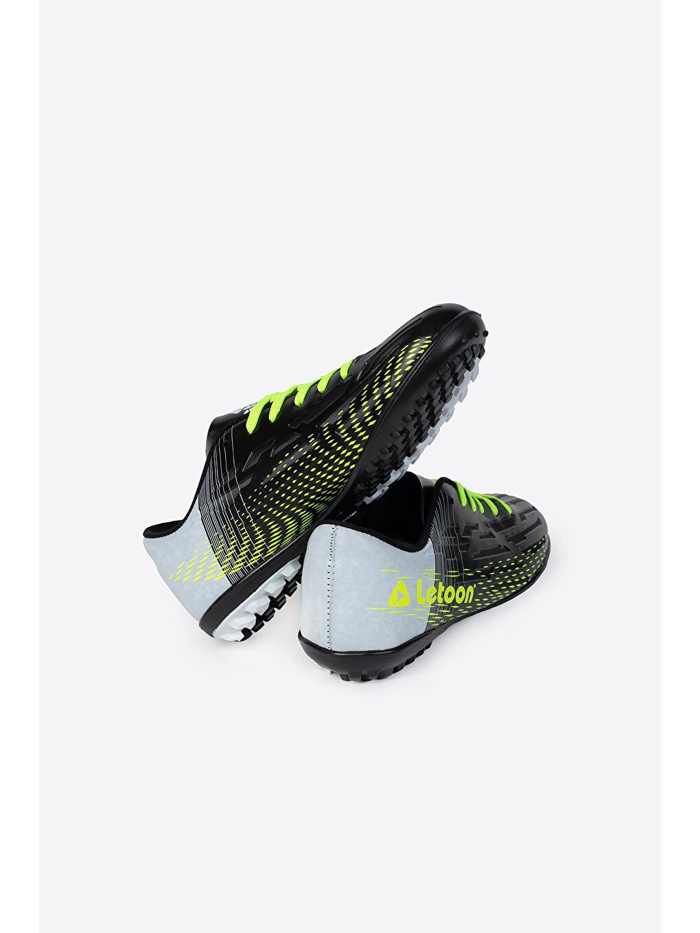 Siyah Yuvarlak Burunlu Bağcıklı Baskılı Erkek Krampon Ayakkabı-1