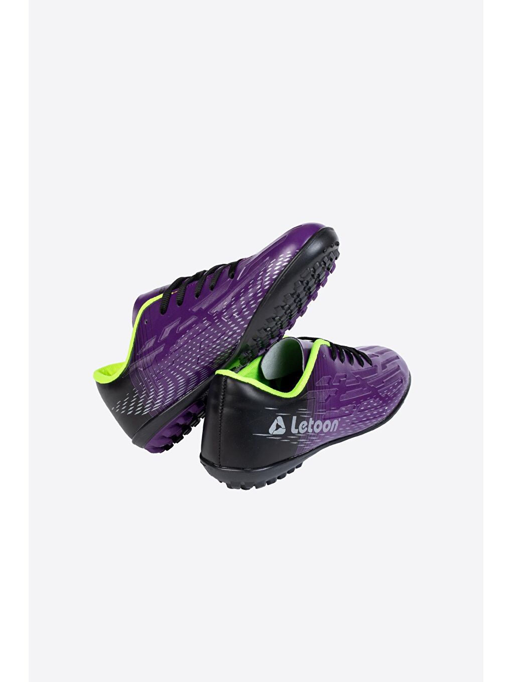 Mor Yuvarlak Burunlu Bağcıklı Baskılı Erkek Krampon Ayakkabı-3