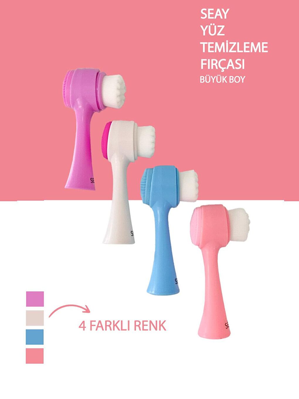 Çift Taraflı Yüz Temizleme Masaj Fırçası 350.000 Adet Saç Teli-3