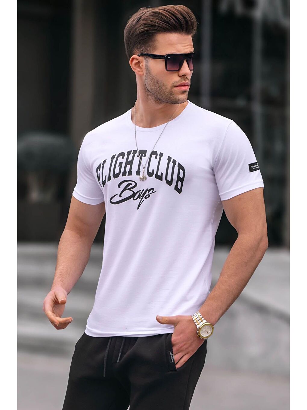 Baskılı Beyaz Erkek Tişört 4591