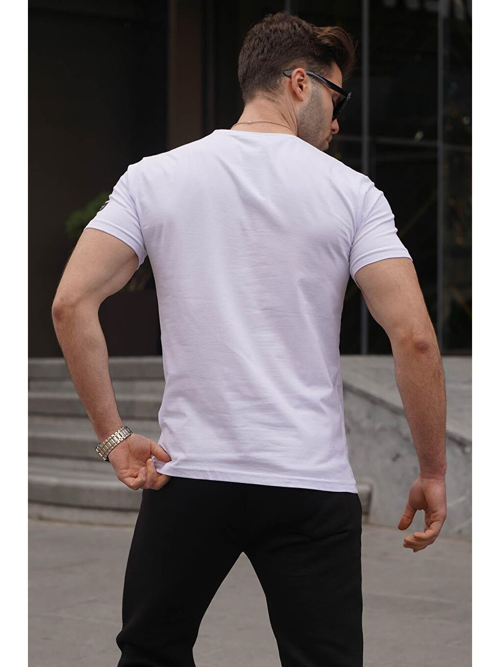 Baskılı Beyaz Erkek Tişört 4591-1
