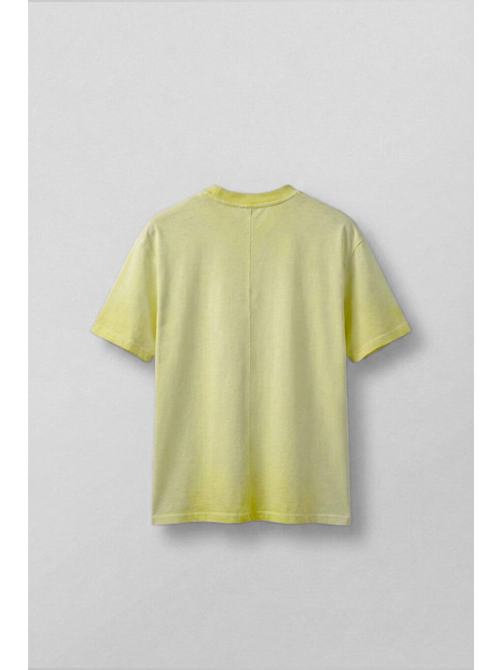 Erkek Oversize Yuvarlak Yaka Yıkamalı Catch T-Shirt Sarı-1