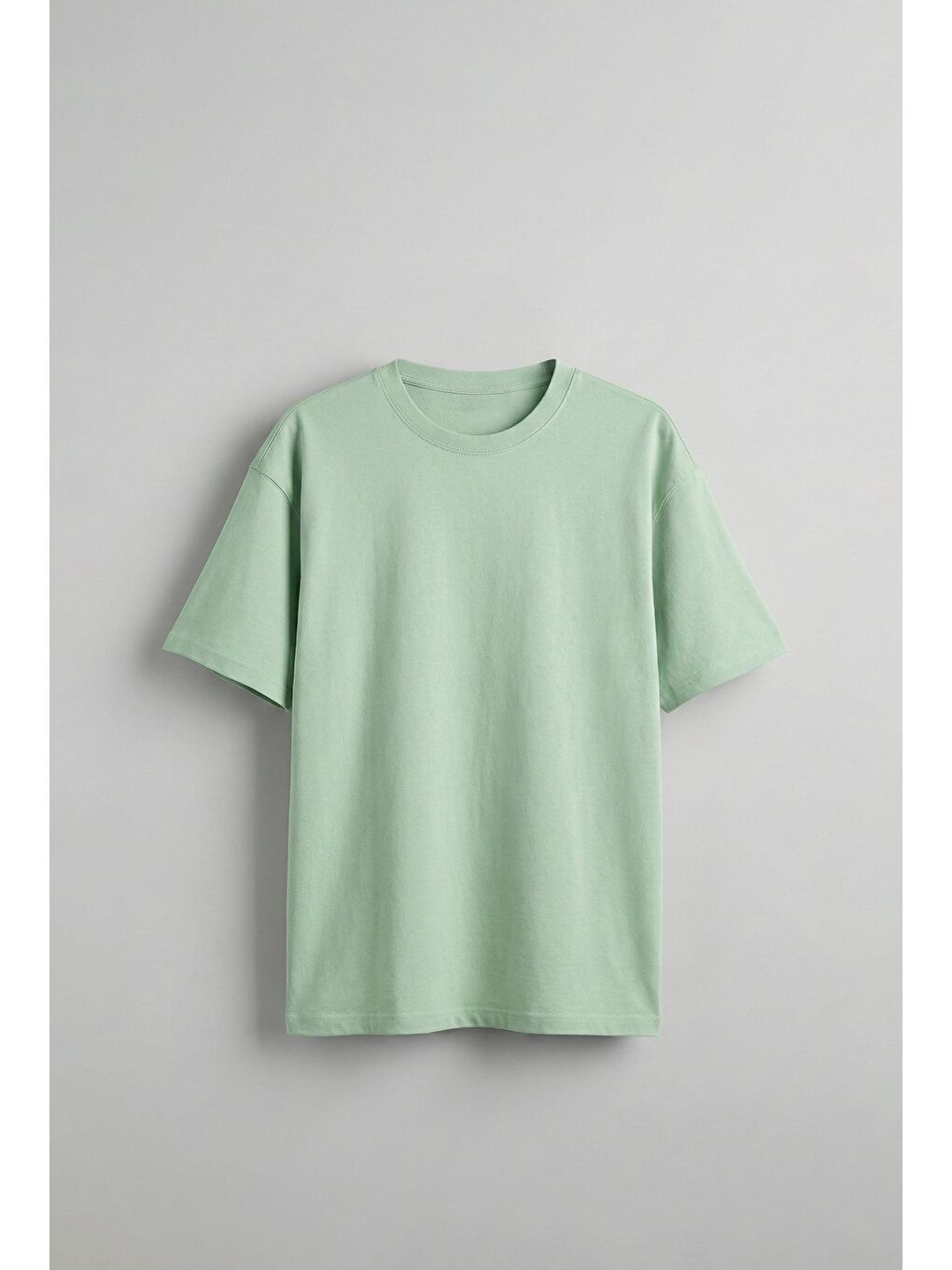 Erkek Oversize Basic T-Shirt Açık Yeşil