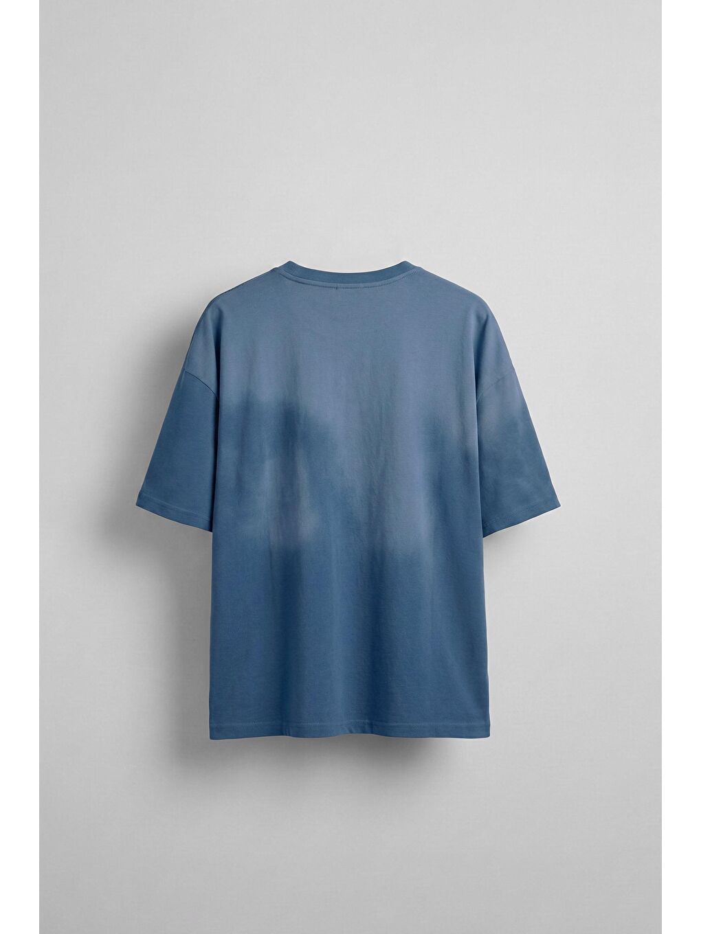 Erkek Oversize Çift Katman Cepli T-Shirt Mavi-1