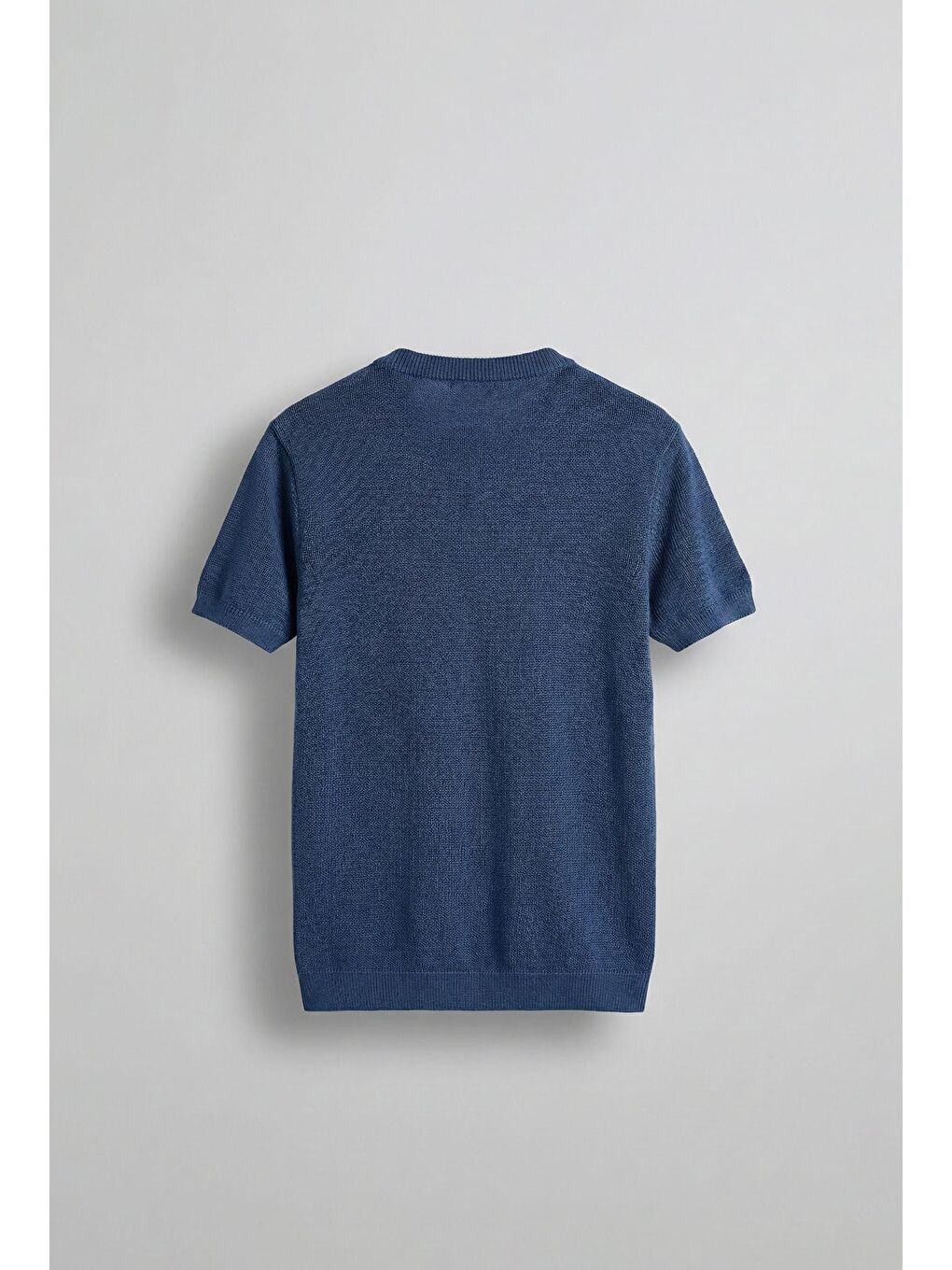 Erkek Regular Fit Bisiklet Yaka Esnek Triko T-Shirt İndigo-1