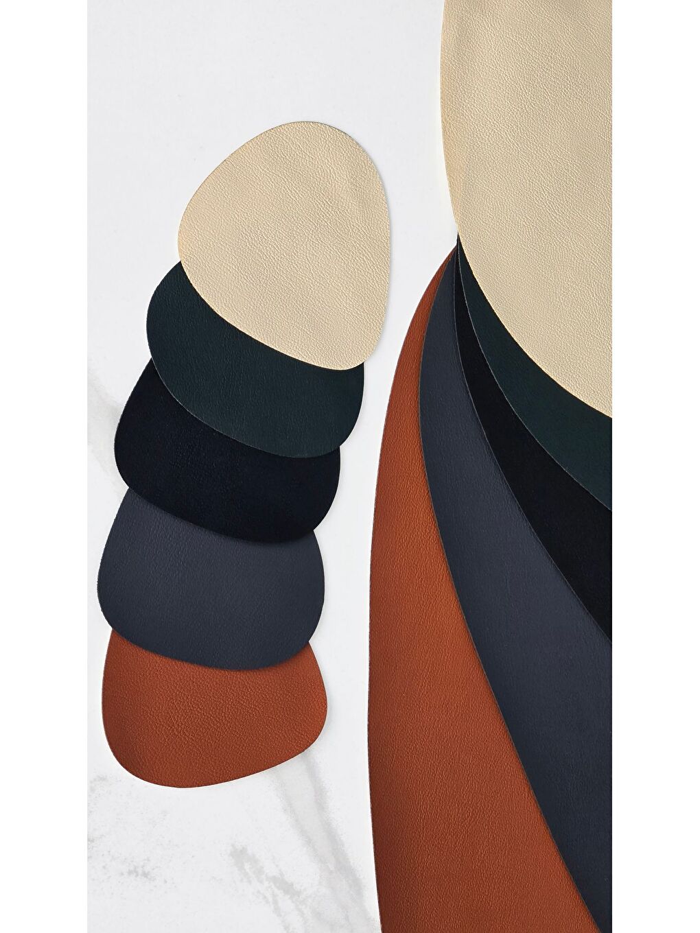 Deri Amerikan Servis Supla Placemats Armut model Yeşil 2 Kişilik 4 Parça-2