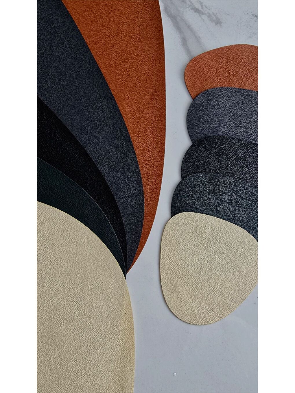 Deri Amerikan Servis Supla Placemats Oval  kesim Siyah 2 Kişilik 4 Parça  33x45 cm-3