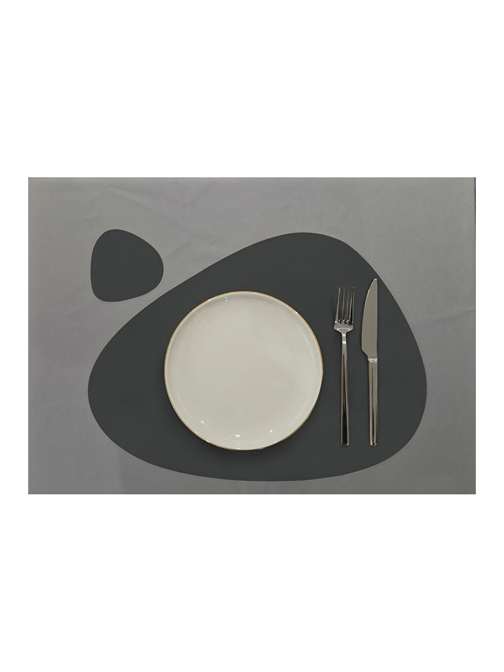 Deri Amerikan Servis Supla Placemats Armut model Antrasit 2 Kişilik 4 Parça