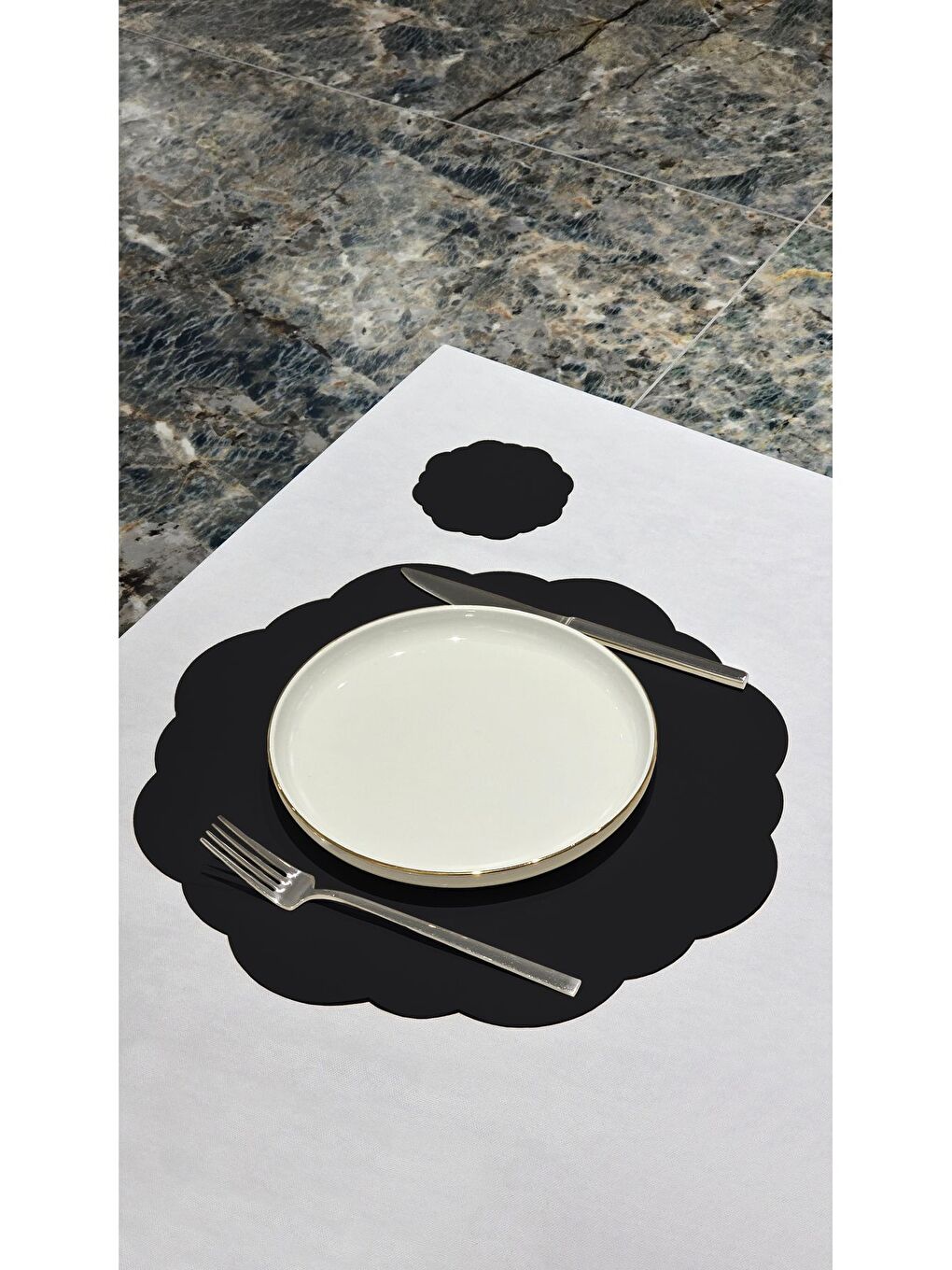 Deri Amerikan Servis Supla Placemats Dalga model Siyah 2 Kişilik 4 Parça