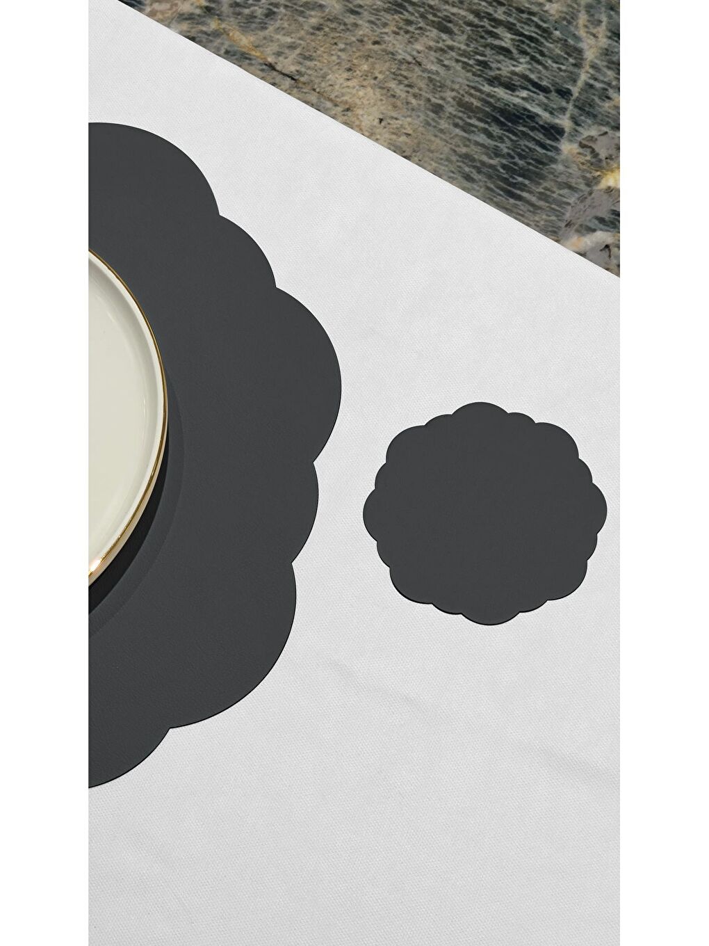 ASDIVA Deri Amerikan Servis Supla Placemats Dalga model Antrasit 2 Kişilik 4 Parça-1