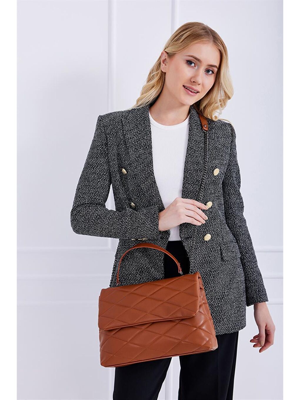 Kahverengi Nakışlı Çapraz Omuz Çantası Taba-1