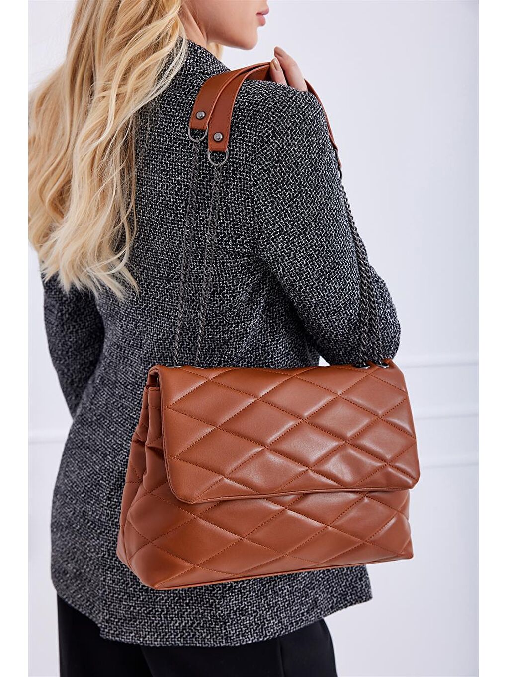 Kahverengi Nakışlı Çapraz Omuz Çantası Taba-4