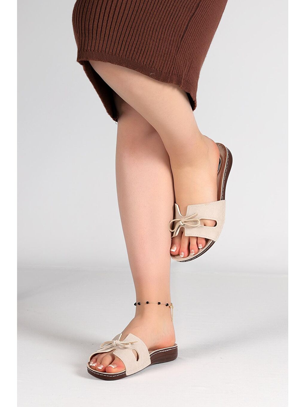 Bej Günlük Topuklu Jeli Kadın Terlik Ary 11-367-1