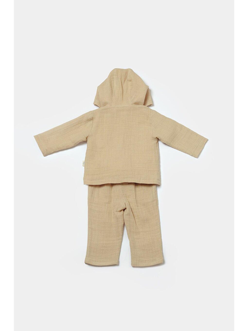 Bej Müslin Kapüşonlu Ceket & Pantolon Set-2
