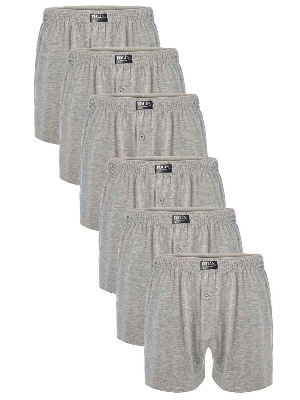 Erkek Pamuklu Gri Melanj Boxer 6'lı  415GM