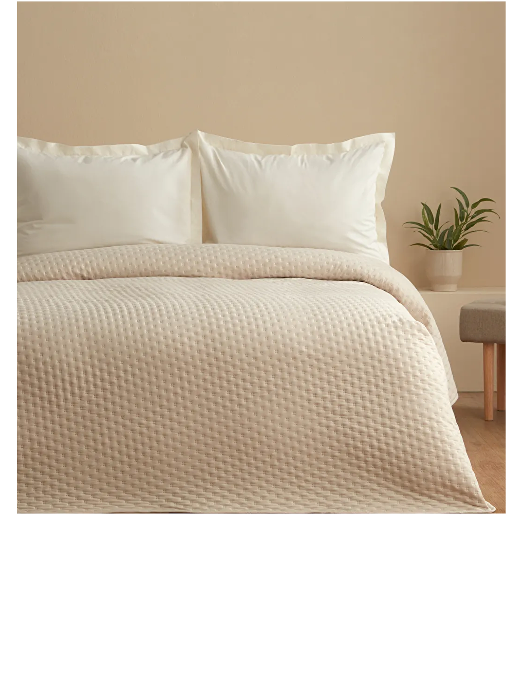 Çift Kişilik Yatak Örtüsü Bej 200x220