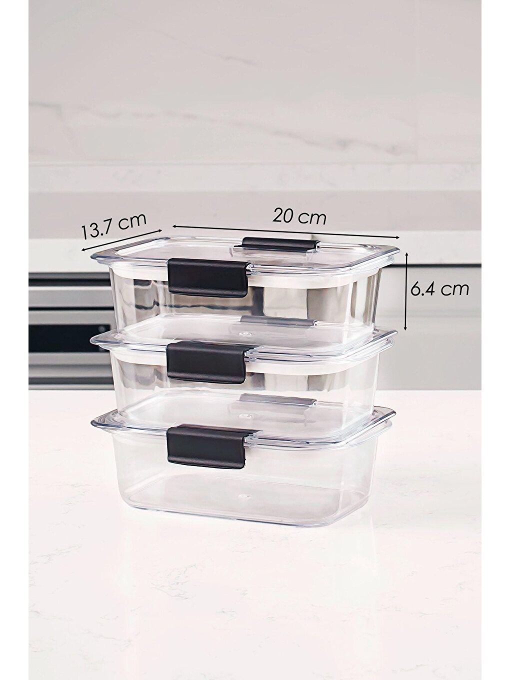 Renksiz Org-130 6'lı Kuru Gıda Erzak Saklama Kabı Meyve & Sebze Saklama Kabı Seti Kapaklı Beslenme Kabı-2
