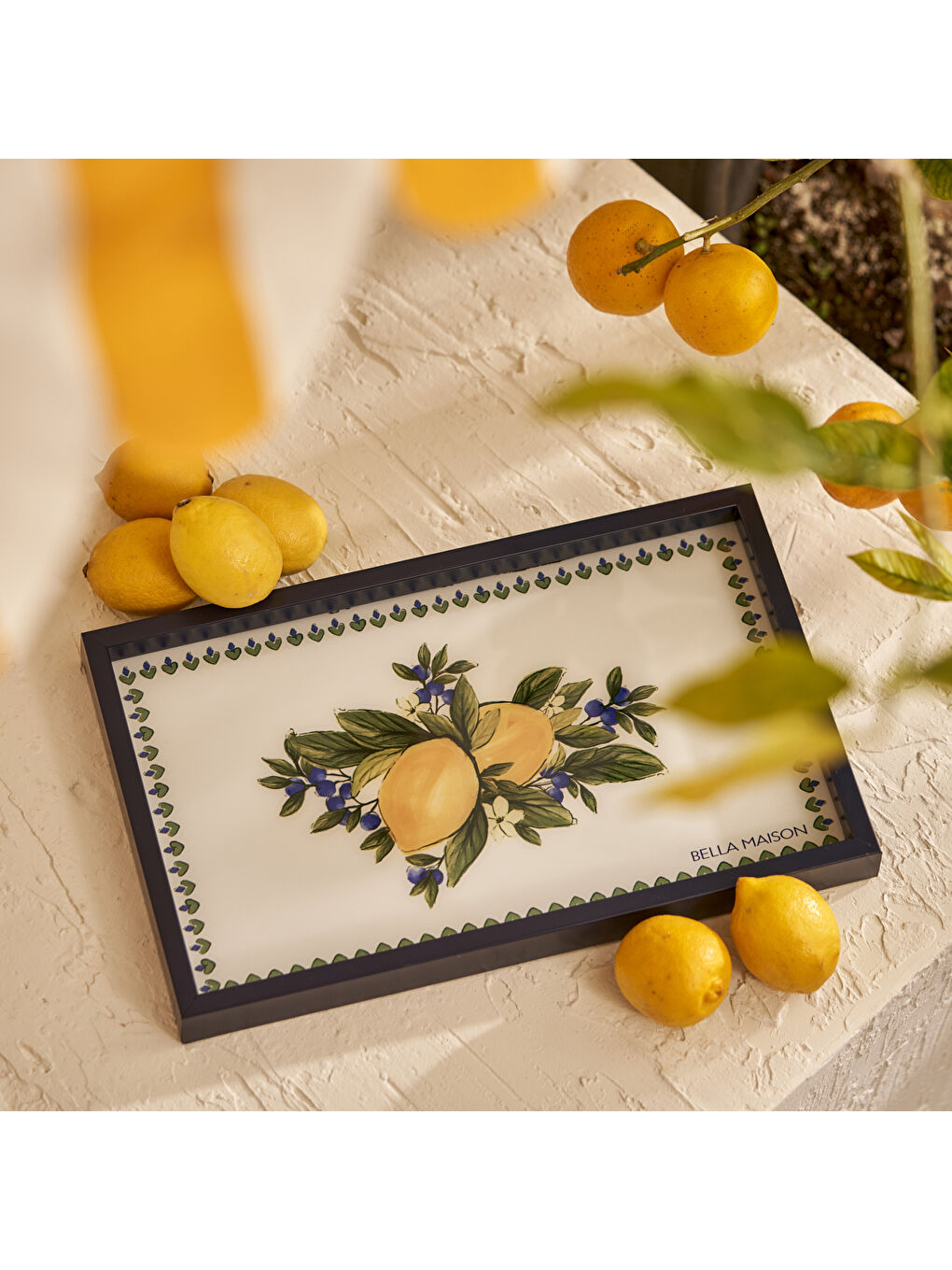 Karışık Lemoncello Dekoratif Cam Tepsi (22x37 cm)-1