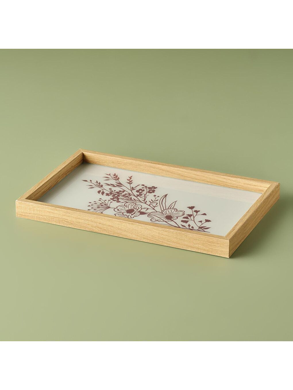 Pembe Pavia Cam Tepsi Gülkurusu (22x37 cm)