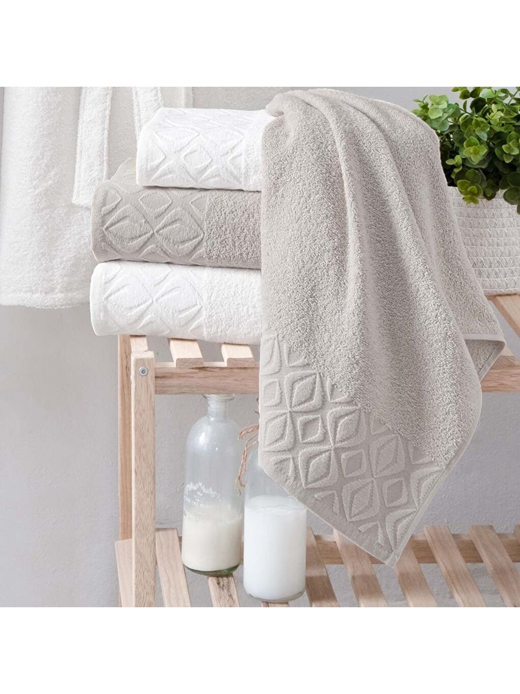 Home Cleo 6 Parça Banyo Seti-Bej/Ekru-1