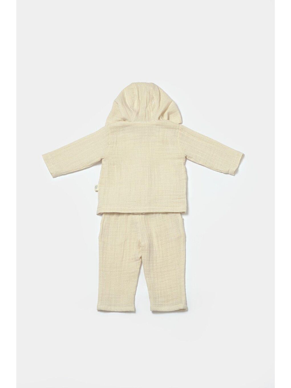 Bej Müslin Kapüşonlu Ceket & Pantolon Set-2
