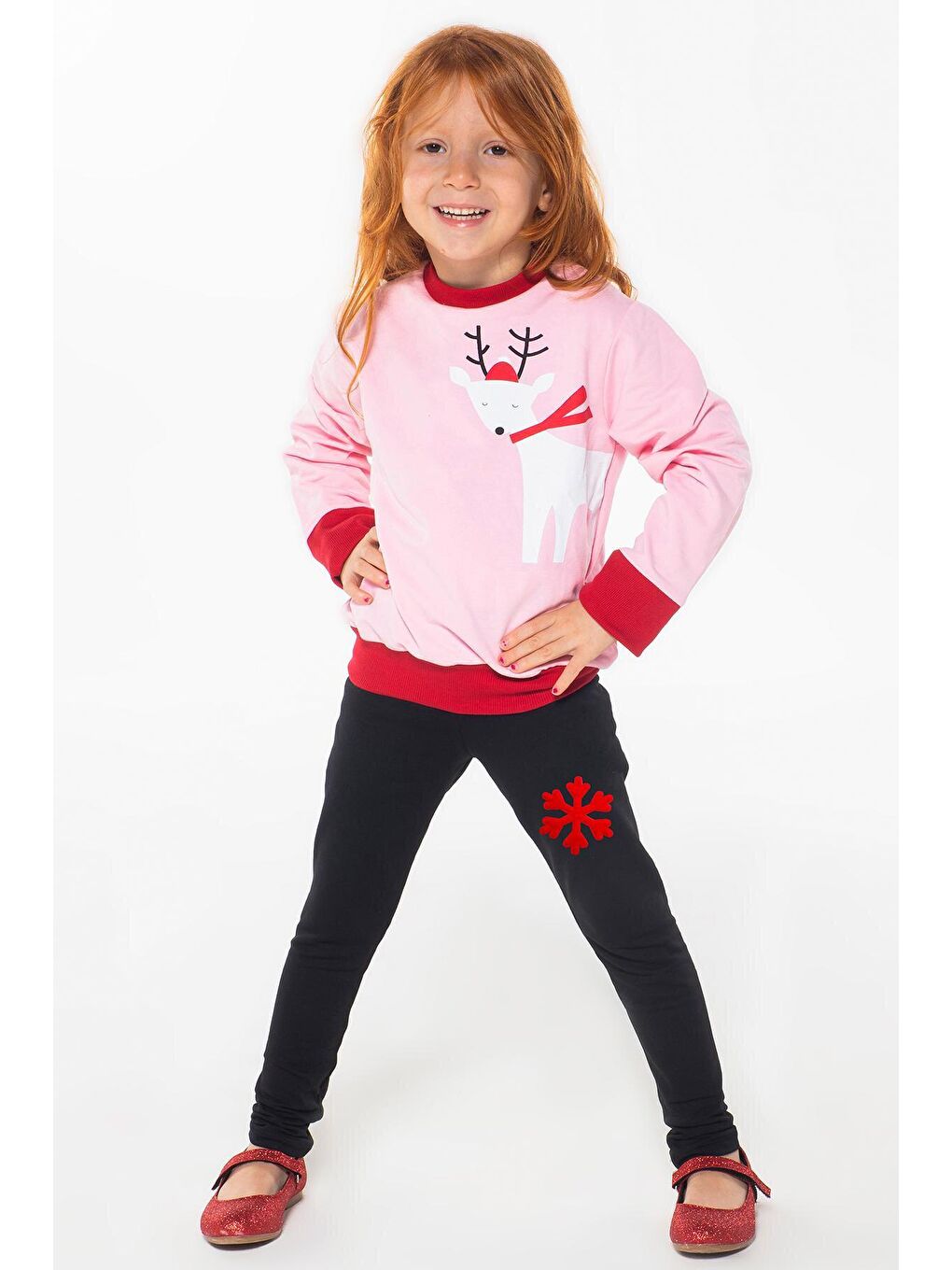 Pembe Gazelle Kız Çocuk Sweatshirt + Tayt Takım