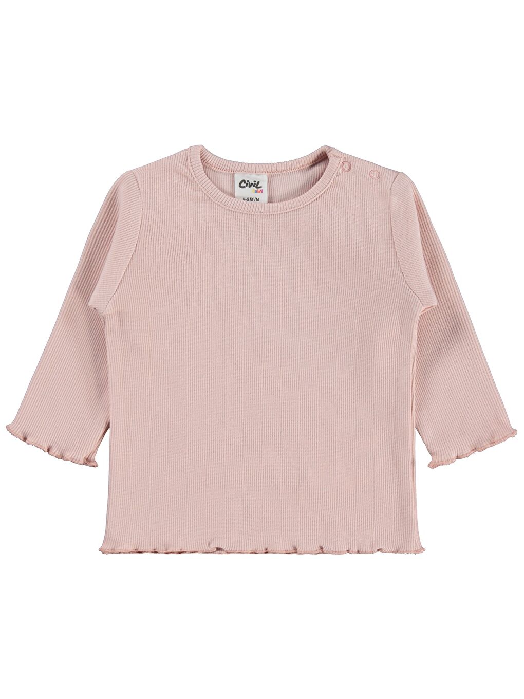 Pembe Baby Kol Ucu Detaylı 6-18 Ay Sweatshirt - Pudra