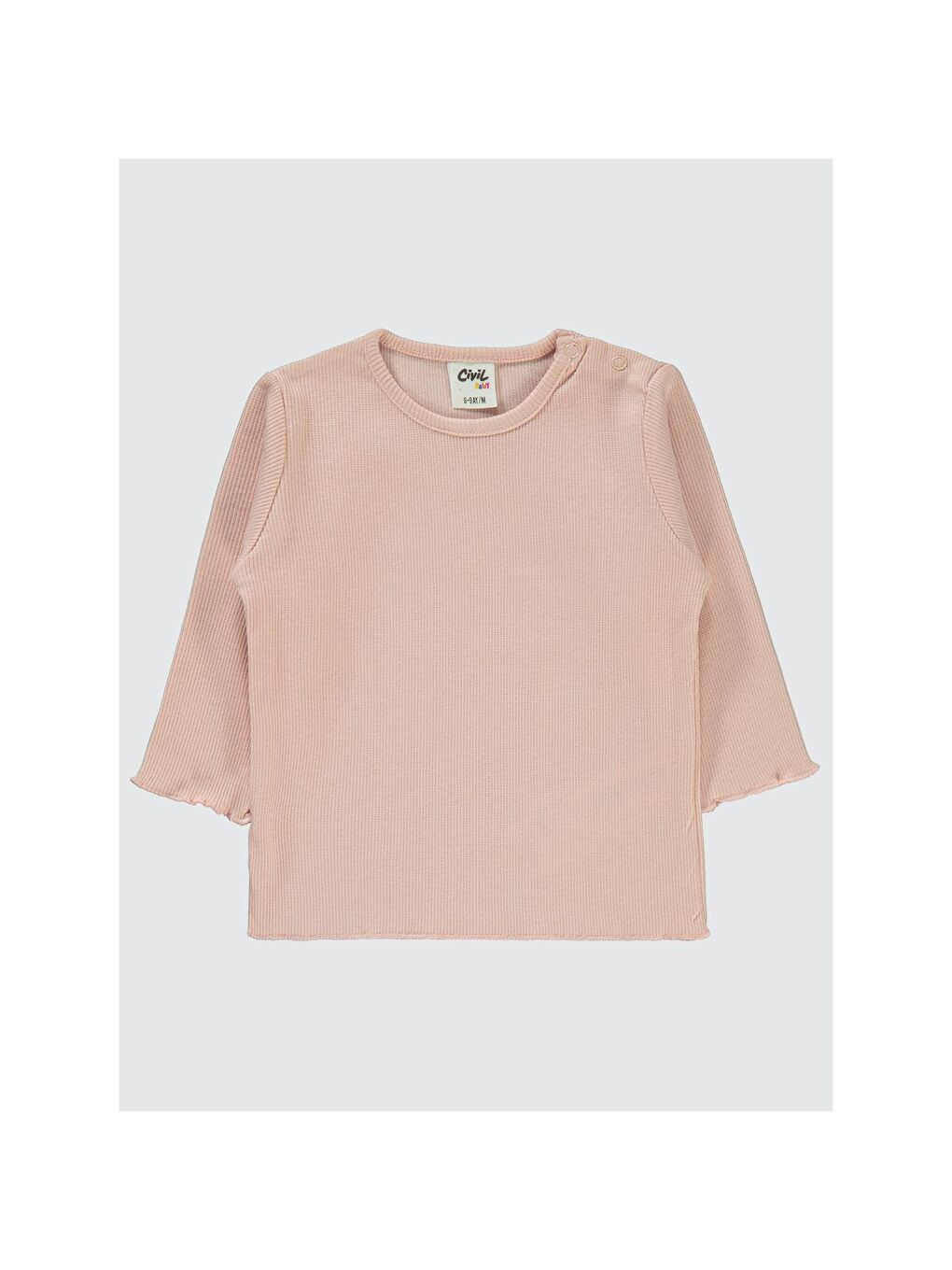 Pembe Baby Kol Ucu Detaylı 6-18 Ay Sweatshirt - Pudra-2
