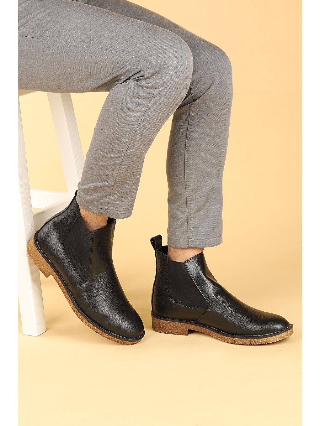 Siyah 5100 Cilt Termo Taban Erkek Bot Ayakkabı-1