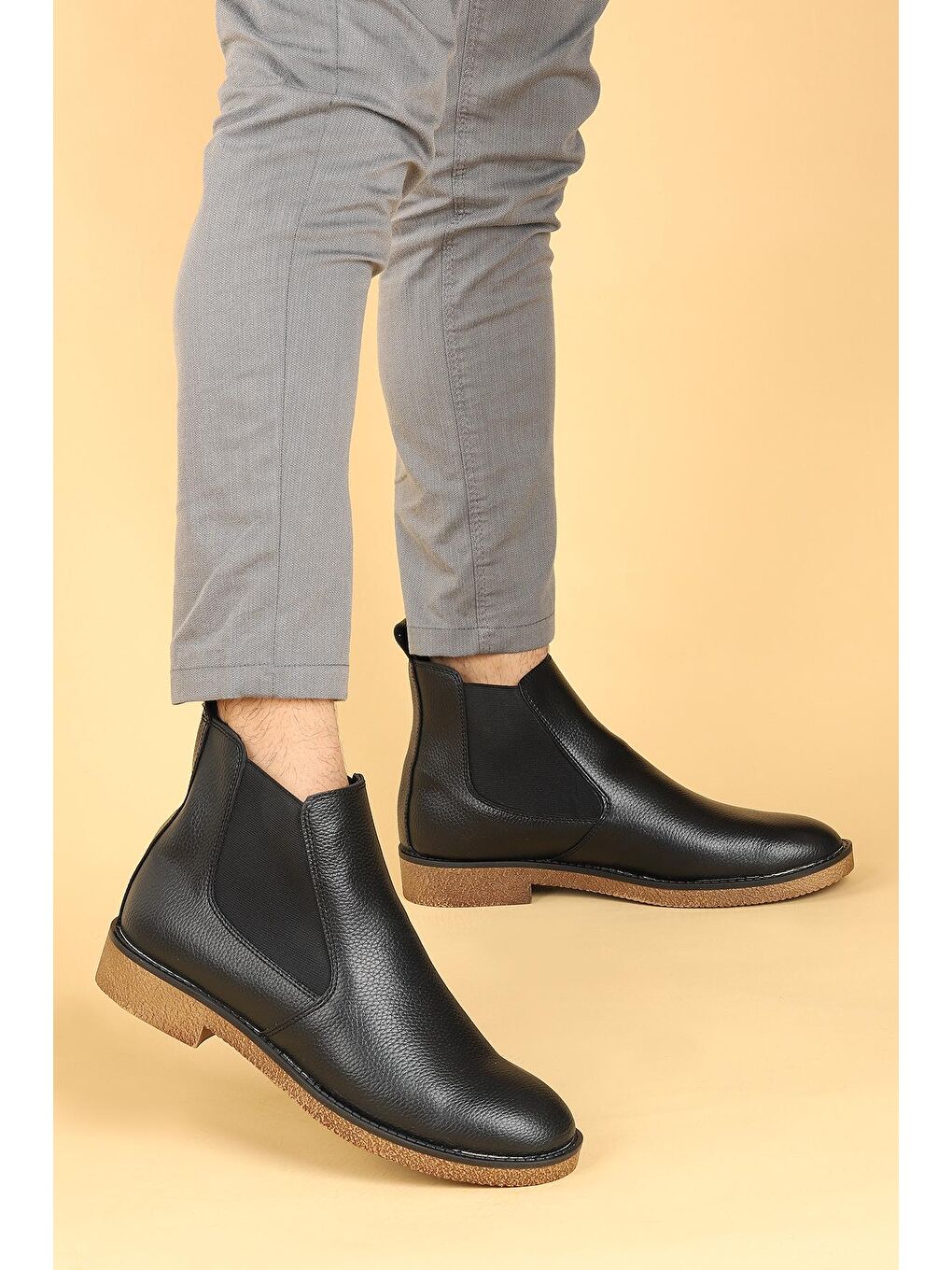 Siyah 5100 Cilt Termo Taban Erkek Bot Ayakkabı-2