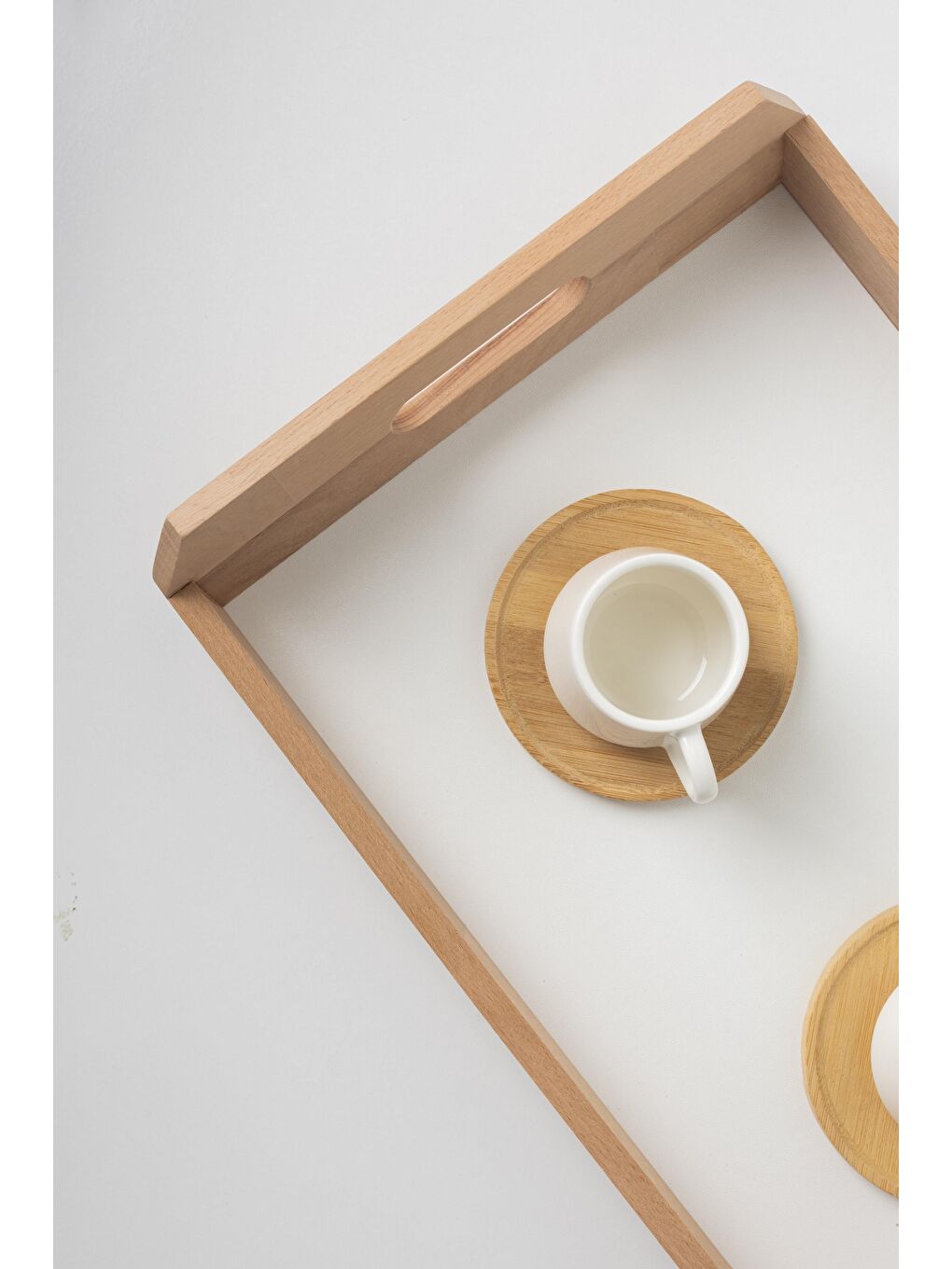 Beyaz 7111 Bondy Taboo Ahşap Tepsi - Dikdörtgen Servis Sunum Tepsisi-1