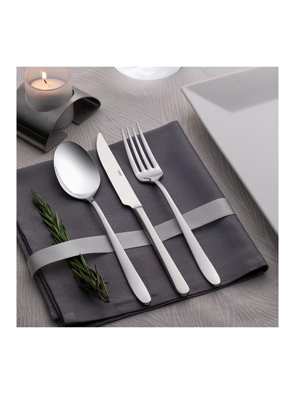 Gri Sultan Sade 84 Parça Kutulu Çatal Kaşık Takımı