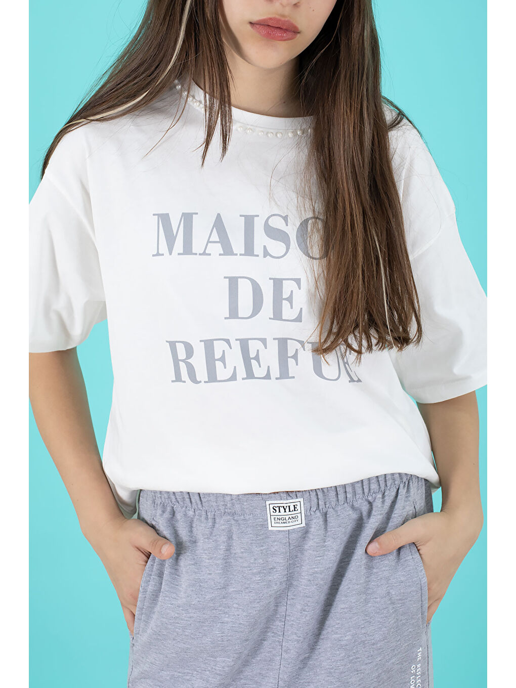 Gri Kız Çocuk Etekli Baskılı Tişörtlü Takım 20506-4