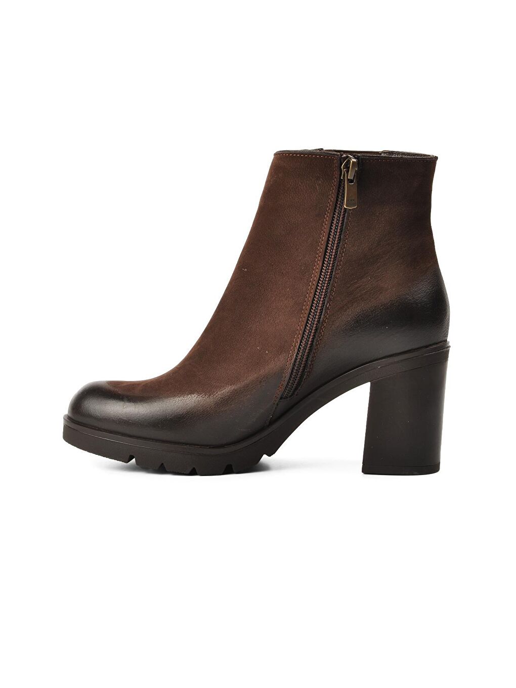 Kahverengi Kahve Fermuarlı Hakiki Deri Kadın Bot 2179125K-1