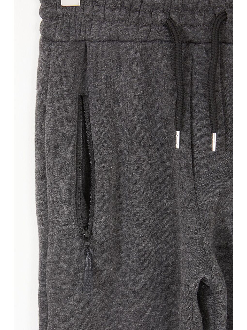 Gri Füme Beli Lastikli Fermuarlı Cep Erkek Çocuk Şardonlu Eşofman Altı 17060-1