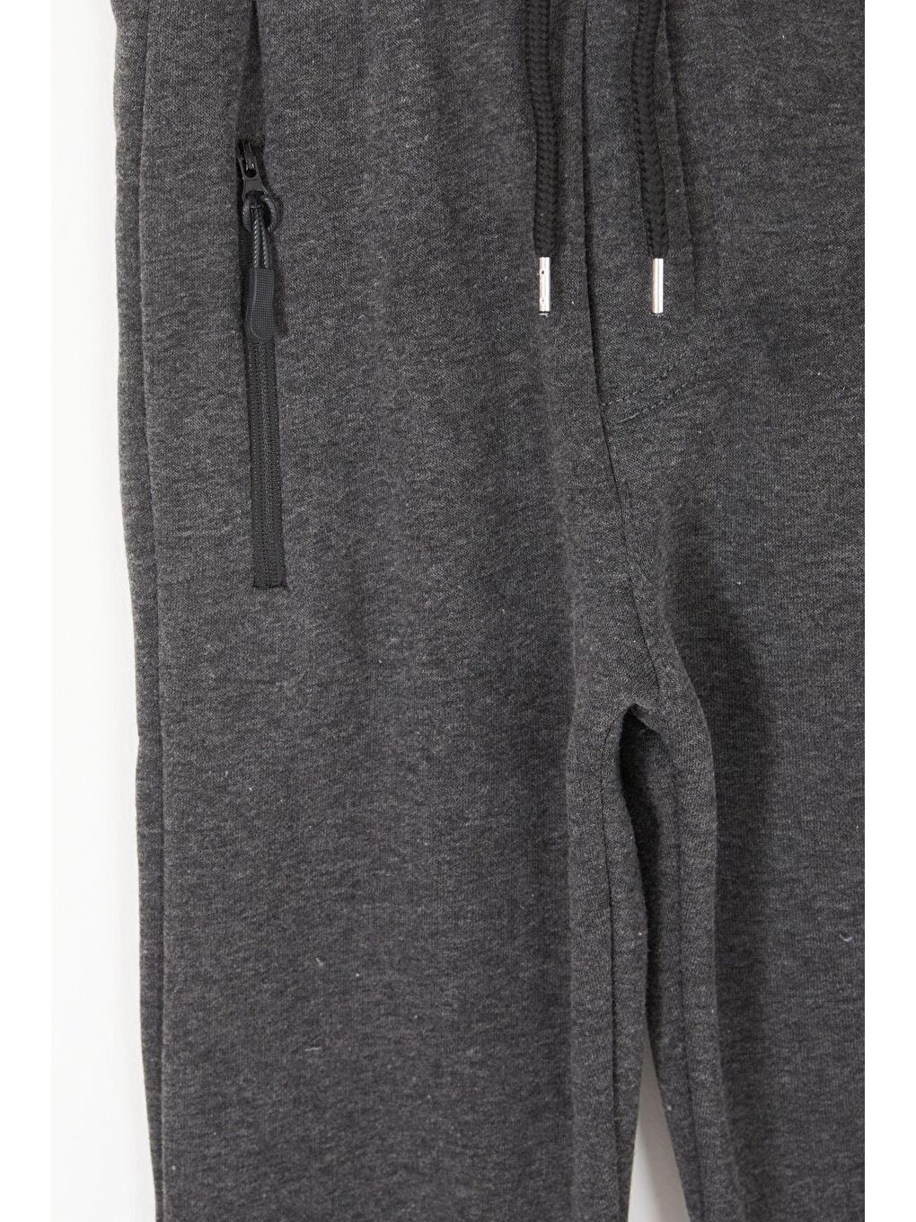 Gri Füme Beli Lastikli Fermuarlı Cep Erkek Çocuk Şardonlu Eşofman Altı 17060-2