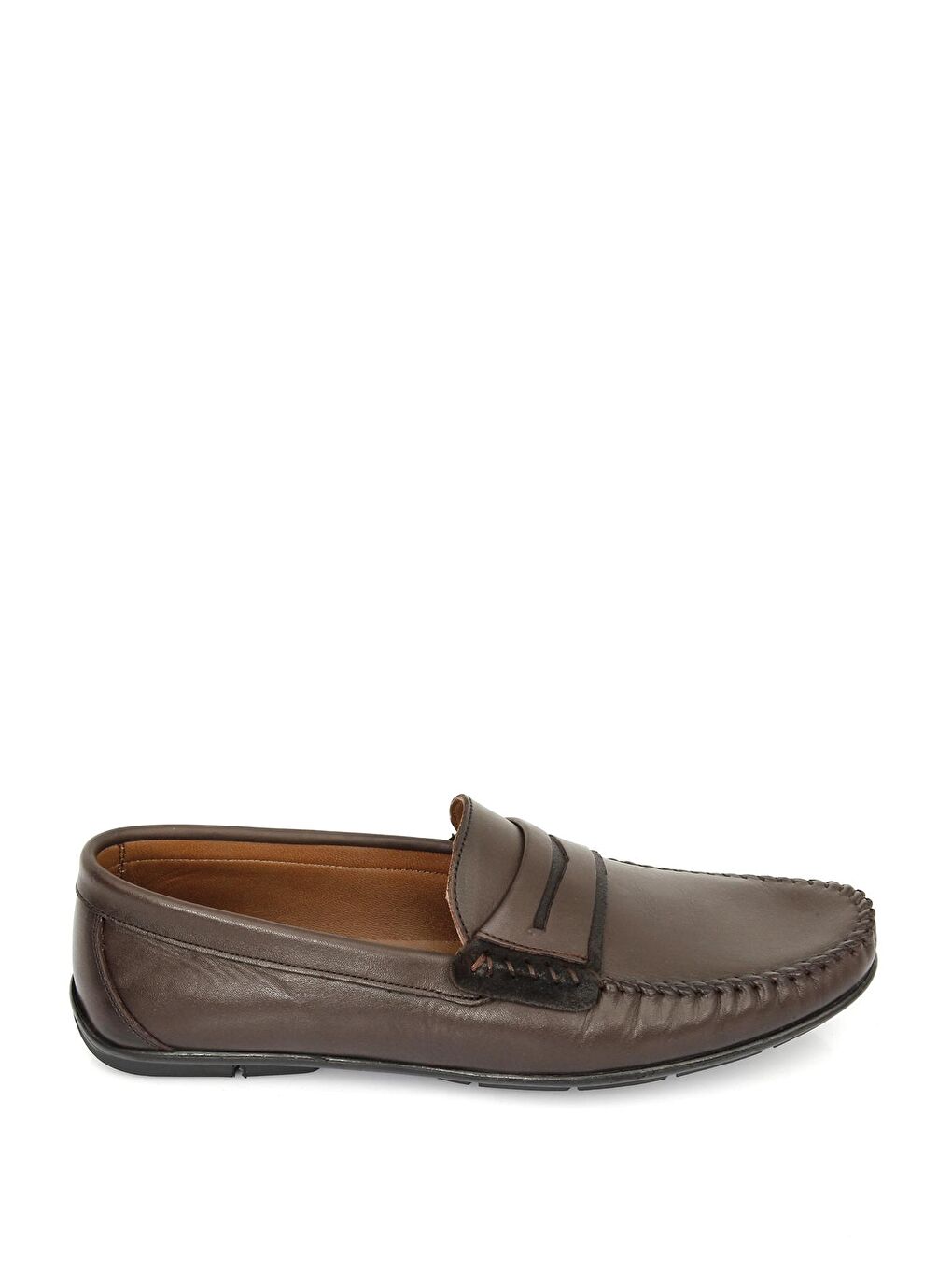 Kahverengi KAHVERENGİ  Hakiki Deri Yuvarlak Burun Loafer Günlük Erkek Ayakkabı 01004-1