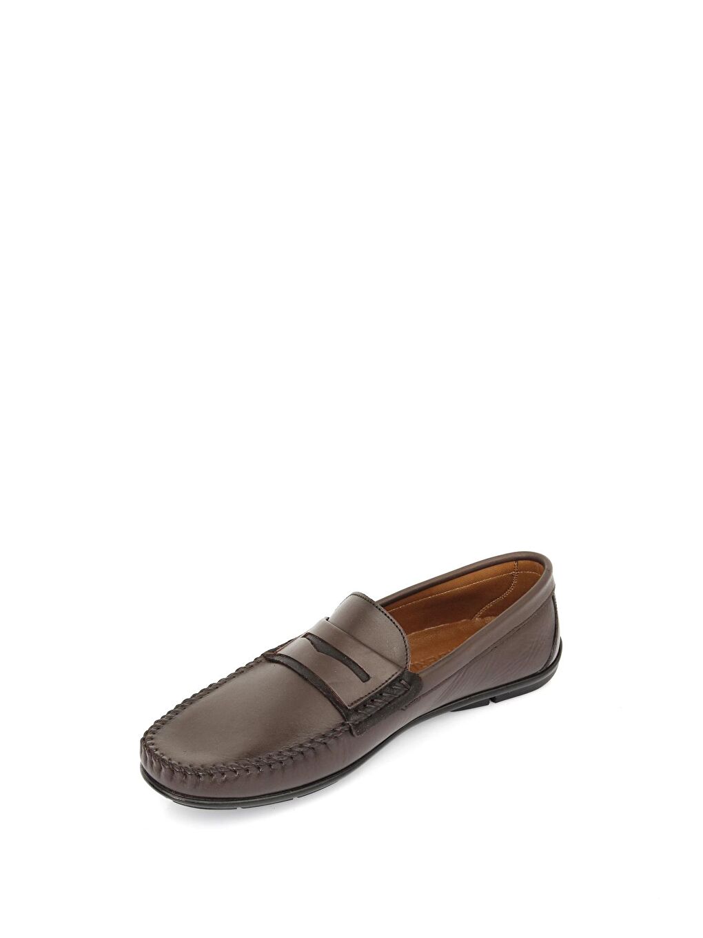 Kahverengi KAHVERENGİ  Hakiki Deri Yuvarlak Burun Loafer Günlük Erkek Ayakkabı 01004-4