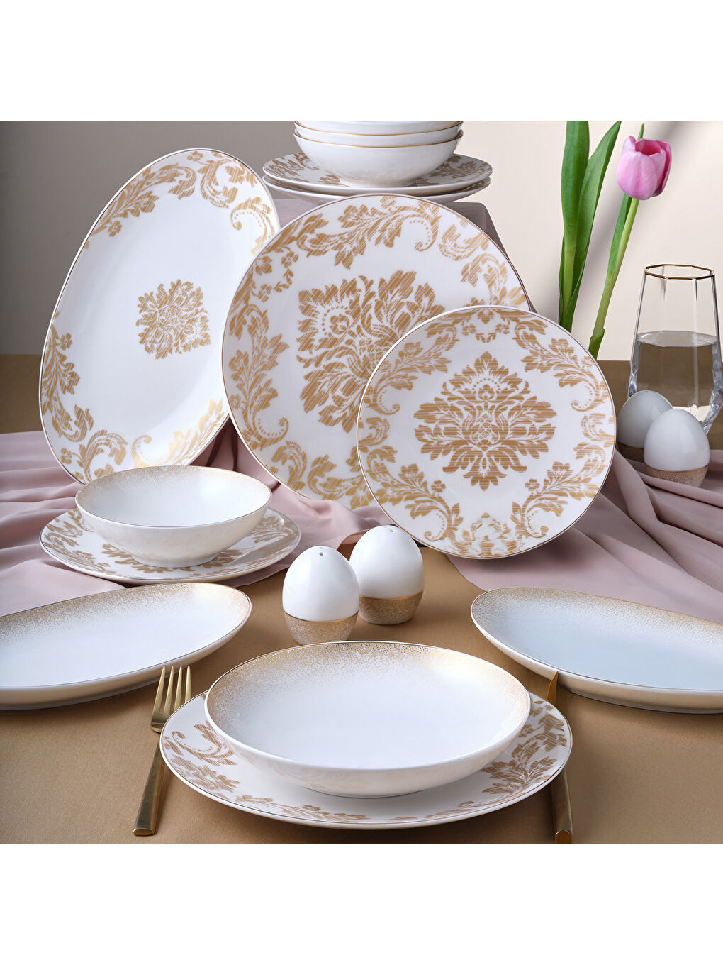 Karışık Camelia 54 Parça 12 Kişilik Yemek Takımı 6585