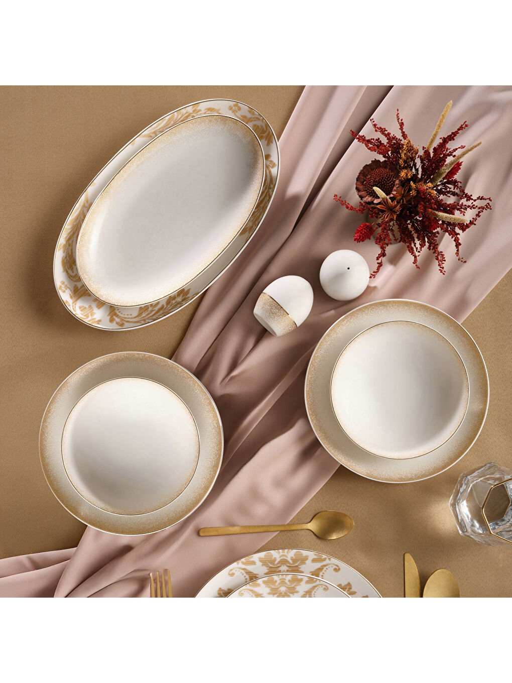 Karışık Camelia 54 Parça 12 Kişilik Yemek Takımı 6585-2