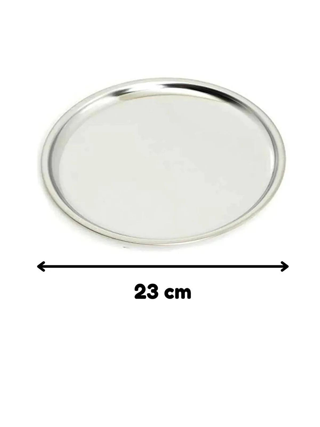 Gri Paslanmaz Çelik 2 Adet 23 cm Yuvarlak Servis Servis Tabağı 2 Adet-2