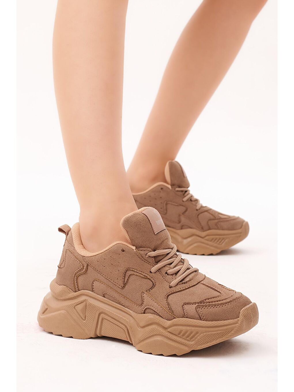 Kadın Bej Süet Spor Ayakkabı Dnz