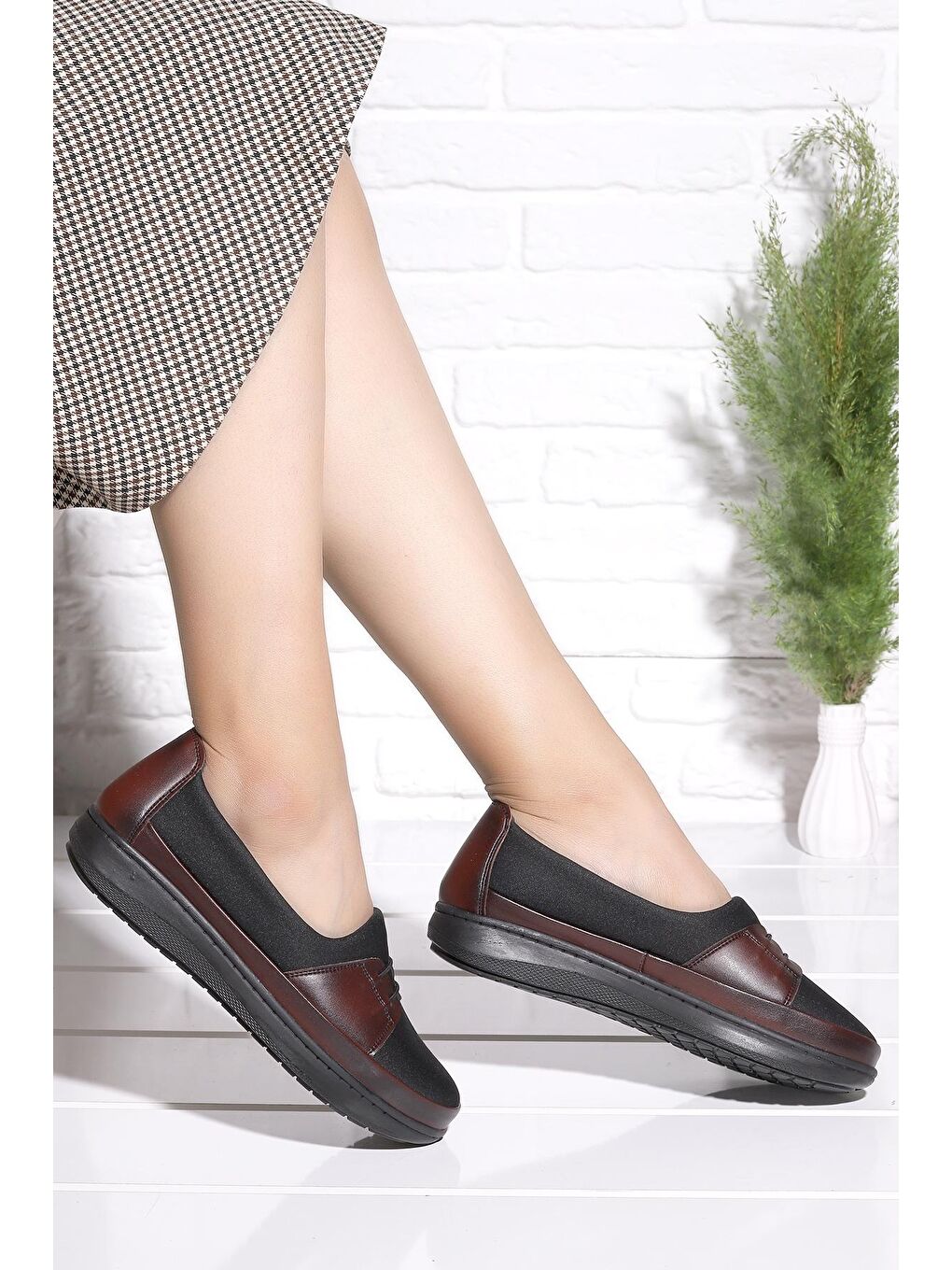 Bordo Büyük Numara Rahat Konfor Özel Topuk Jeli Anne Günlük Ayakkabı P 69-1