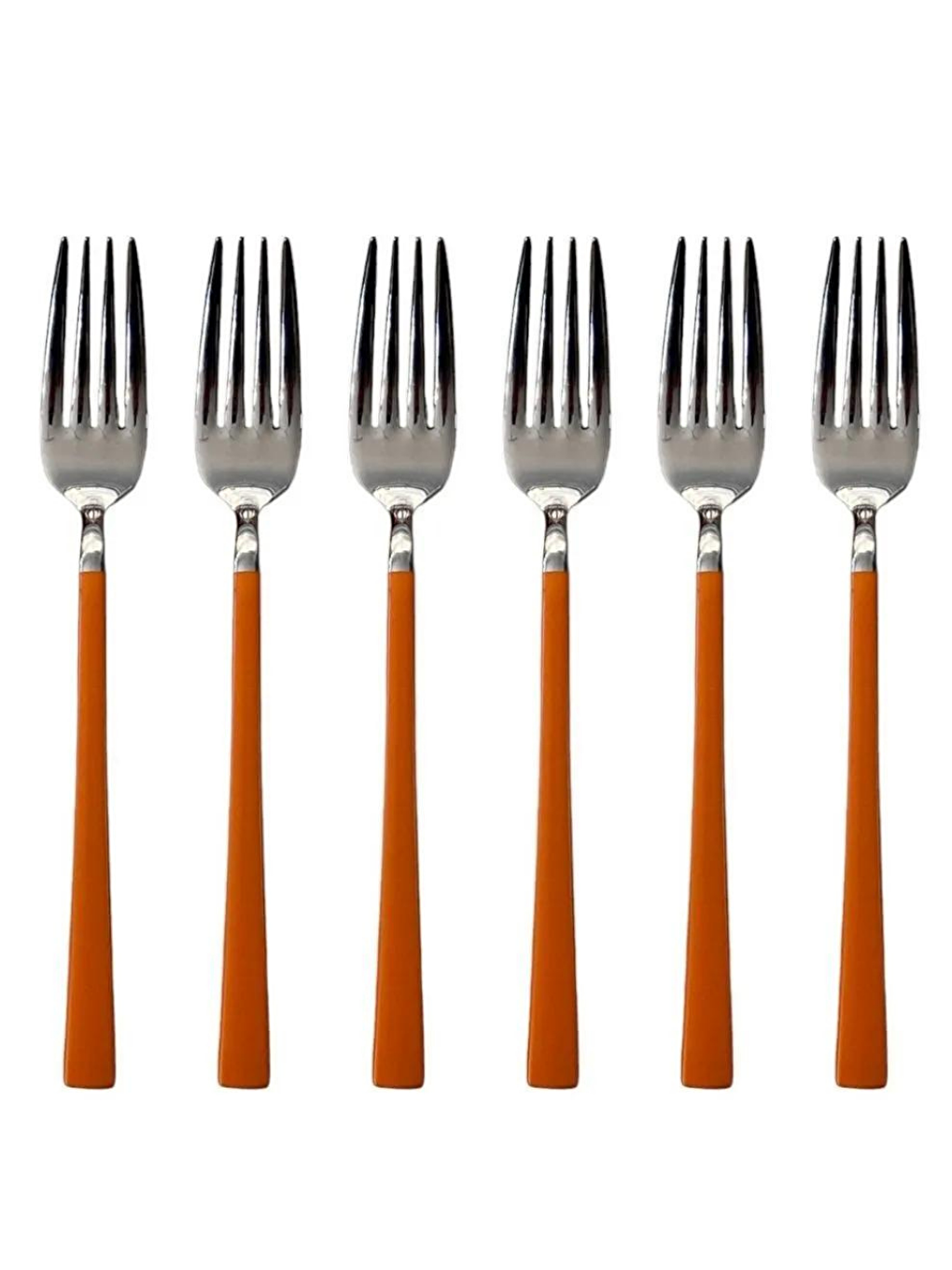 Parlak Gümüş Turuncu Tatlı Çatal ve Kaşık Seti12 Adet Kahvaltı Pasta Tatlı Çatal Kaşık Seti-2